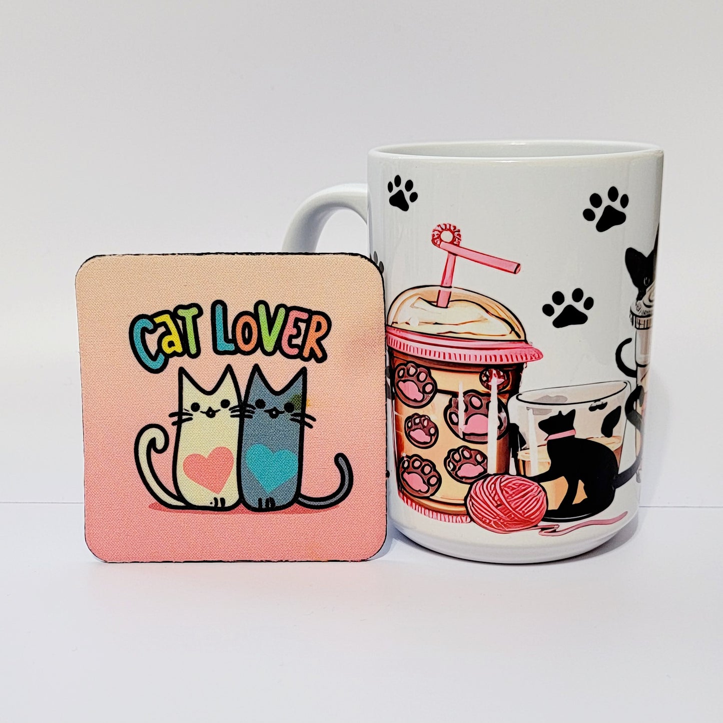 Cat lover - 15oz Mug w/ Rubber coaster